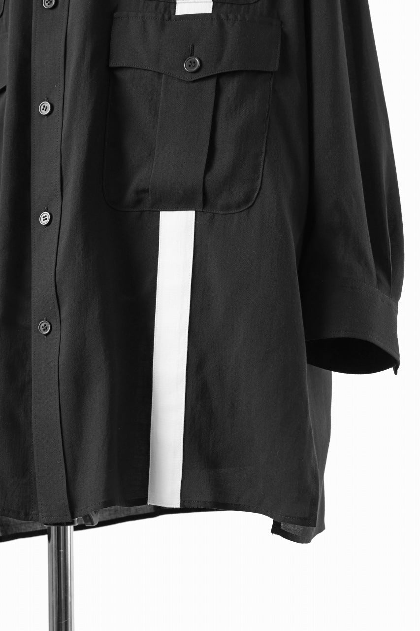 画像をギャラリービューアに読み込む, Y's for men MONOCHROME SAFARI POCKET SHIRT / CELLULOSE LAWN + COTTON (BLACK)