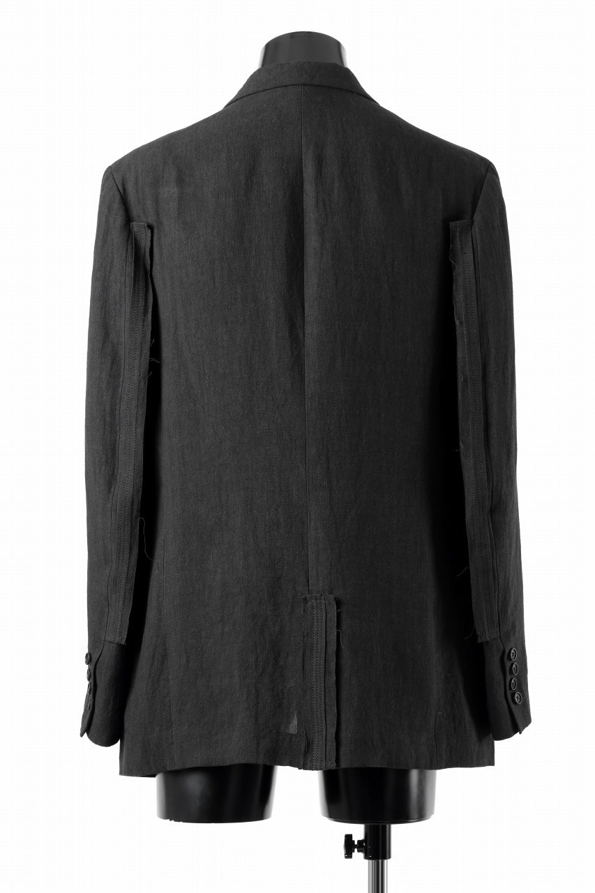 Y's for men 3 BUTTONS JACKET WITH DECORATIVE CLOTH / 40 LINEN (BLACK)
