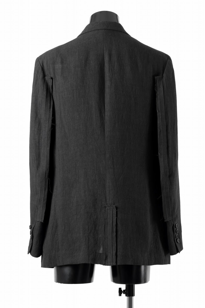 画像をギャラリービューアに読み込む, Y's for men 3 BUTTONS JACKET WITH DECORATIVE CLOTH / 40 LINEN (BLACK)