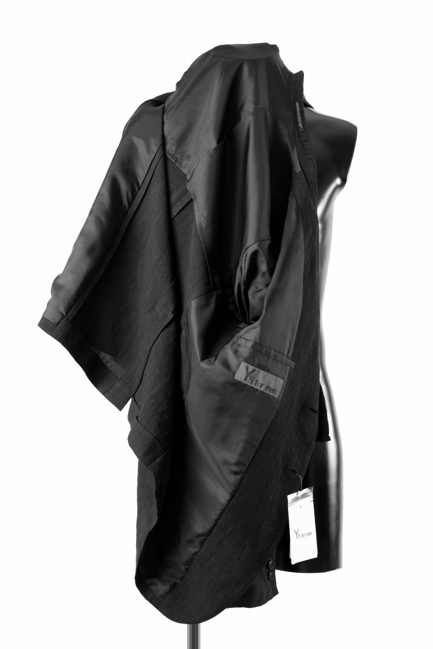 画像をギャラリービューアに読み込む, Y's for men 3 BUTTONS JACKET WITH DECORATIVE CLOTH / 40 LINEN (BLACK)