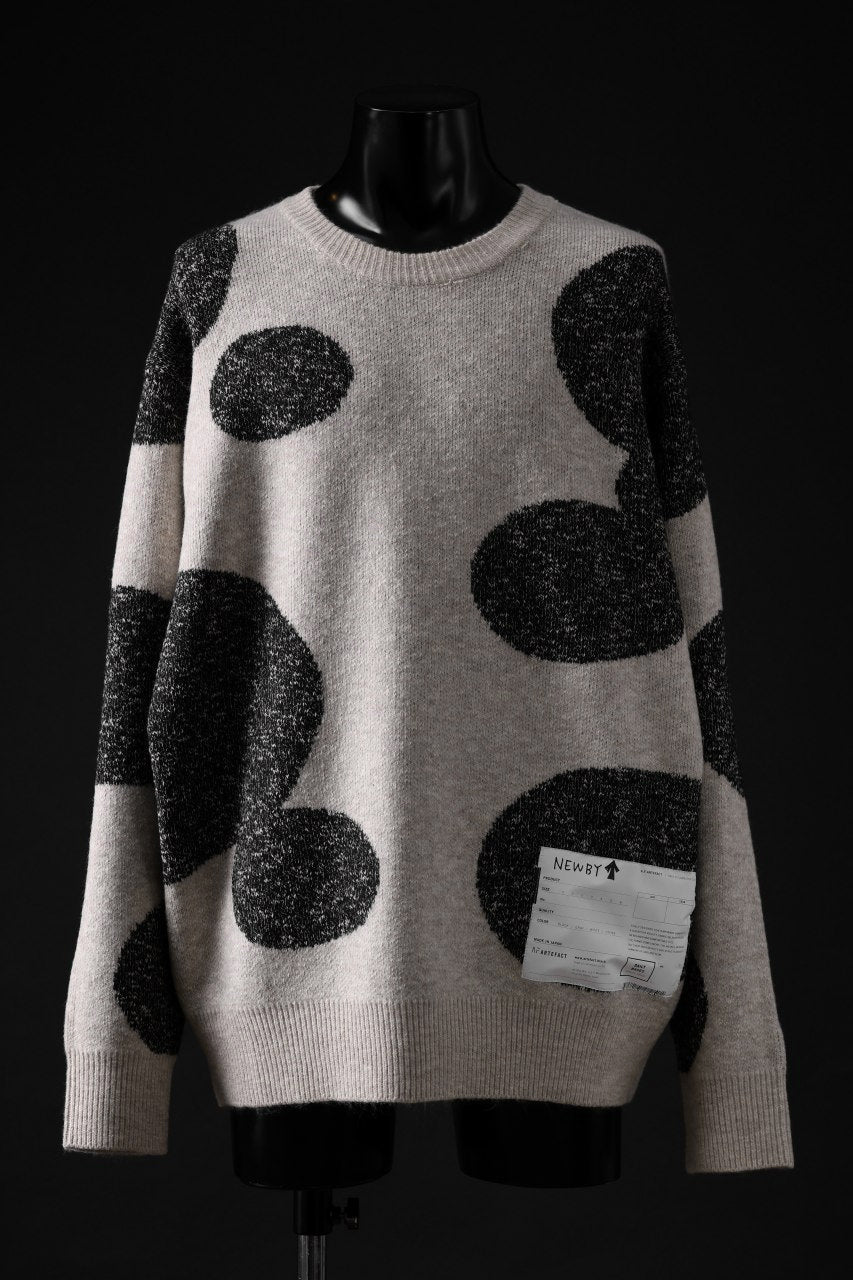 画像をギャラリービューアに読み込む, A.F ARTEFACT POLKA PATTERN KNIT TOPS (BEIGE x GREY)