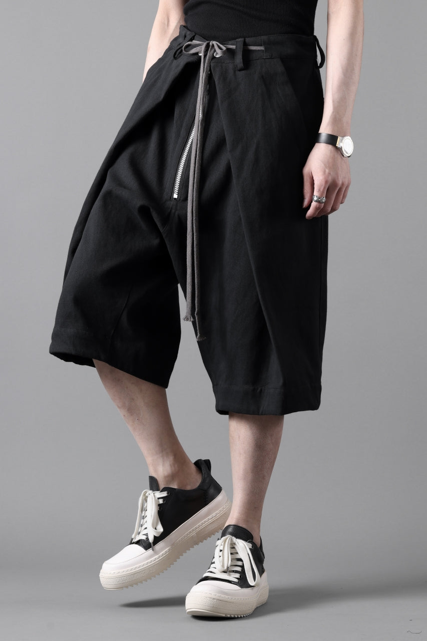 画像をギャラリービューアに読み込む, A.F ARTEFACT ZIP FOLDING TUCK SHORTS / COTTON-LINEN TWILL (BLACK)