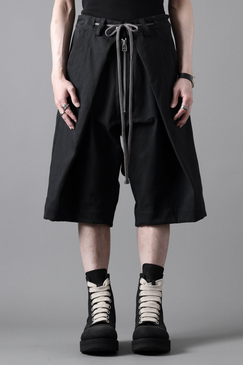 画像をギャラリービューアに読み込む, A.F ARTEFACT ZIP FOLDING TUCK SHORTS / COTTON-LINEN TWILL (BLACK)