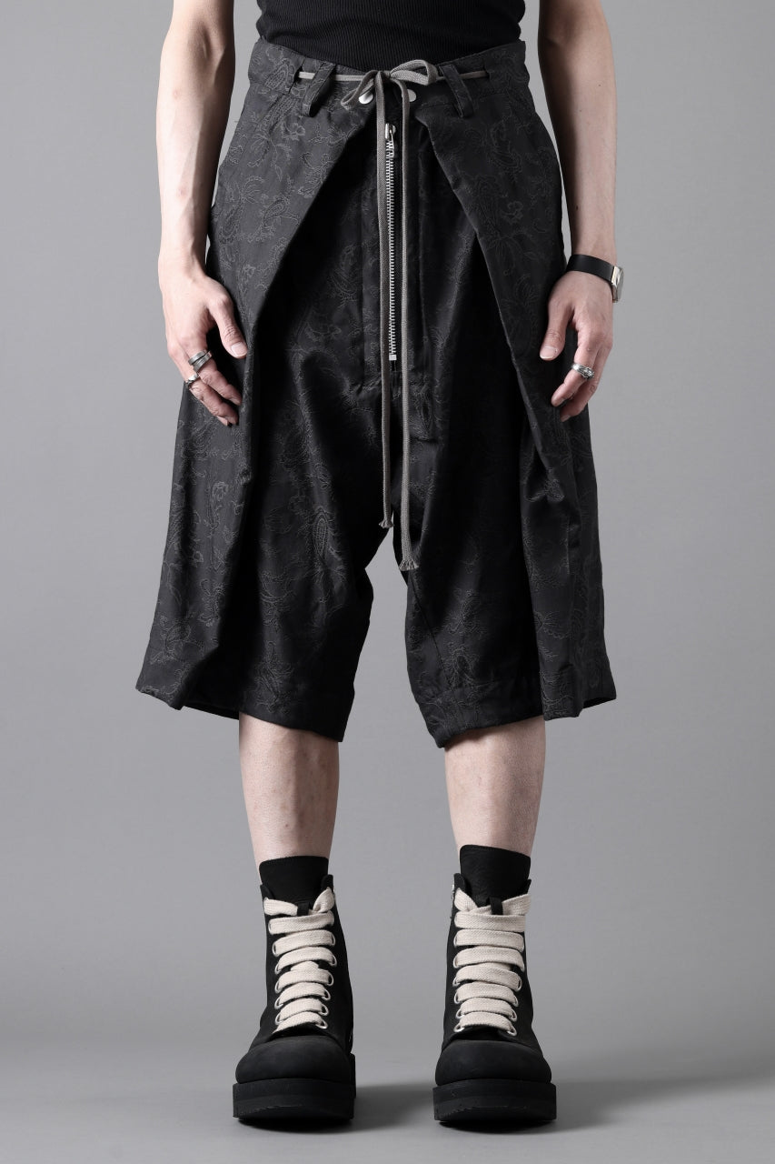 画像をギャラリービューアに読み込む, A.F ARTEFACT ZIP FOLDING TUCK SHORTS / PAISLEY JACQUARD (BLACK)