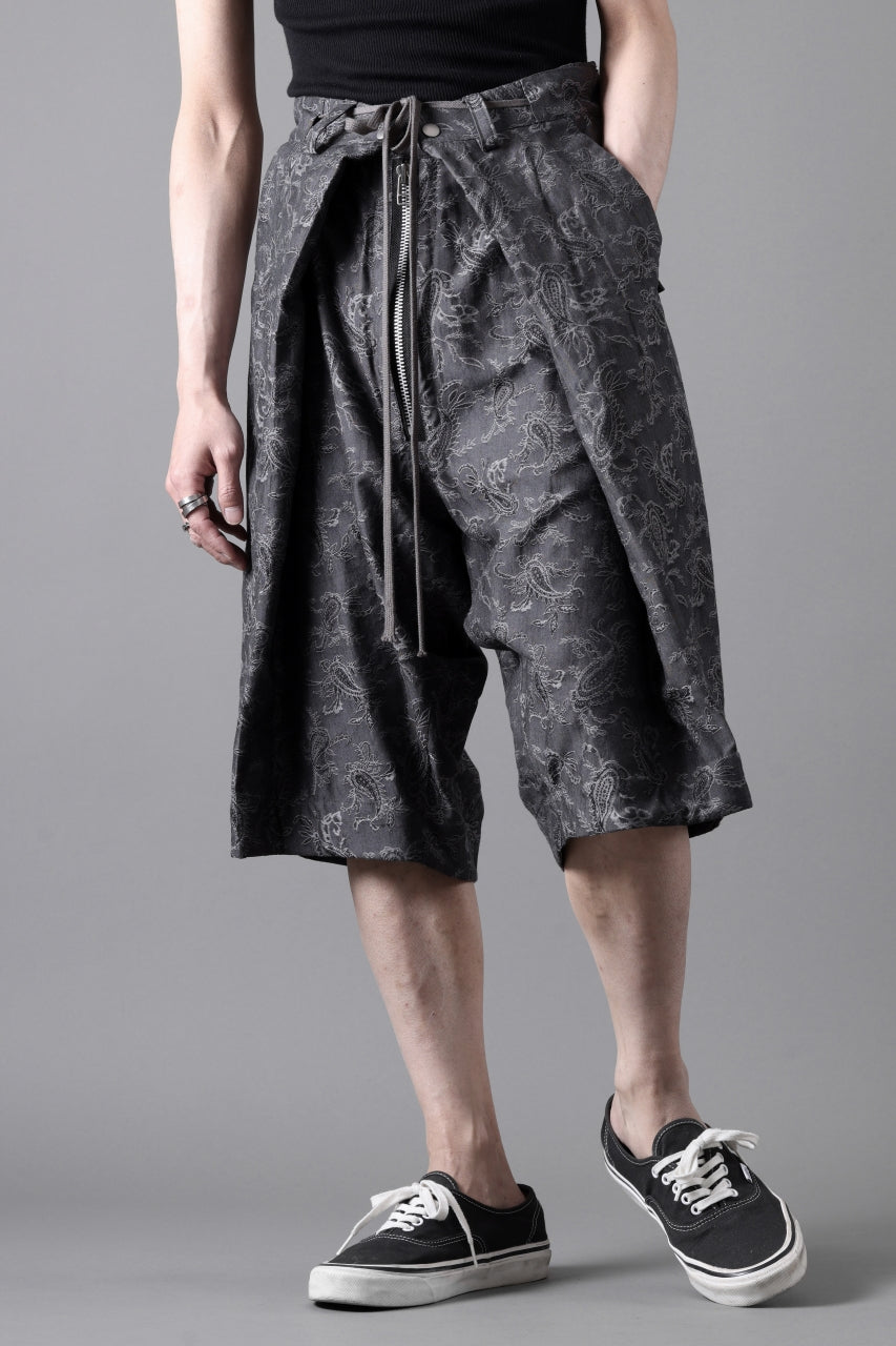 画像をギャラリービューアに読み込む, A.F ARTEFACT ZIP FOLDING TUCK SHORTS / PAISLEY JACQUARD (D.GREY)