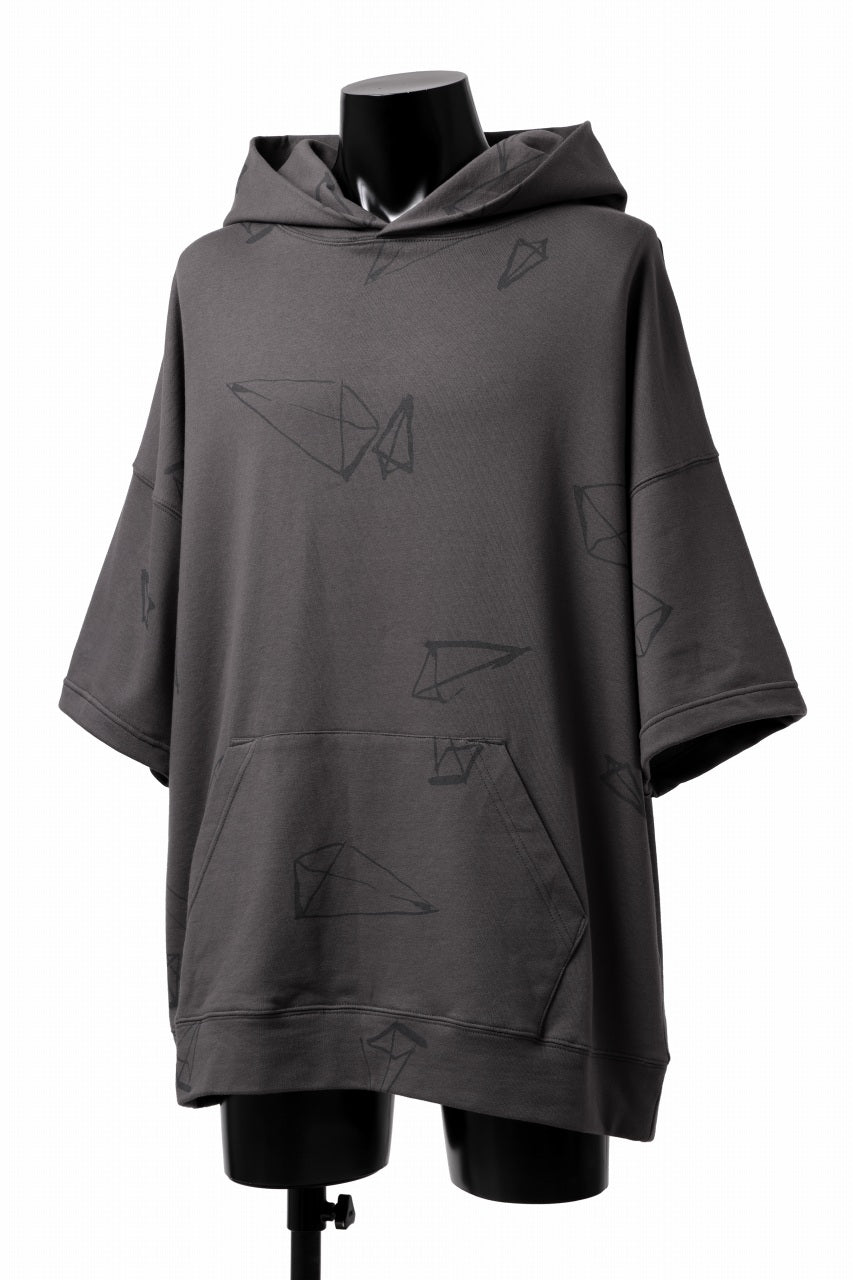 画像をギャラリービューアに読み込む, A.F ARTEFACT PYRA PATTERN PRINT SWEAT HOODIE SHORT SLEEVE (GREY)