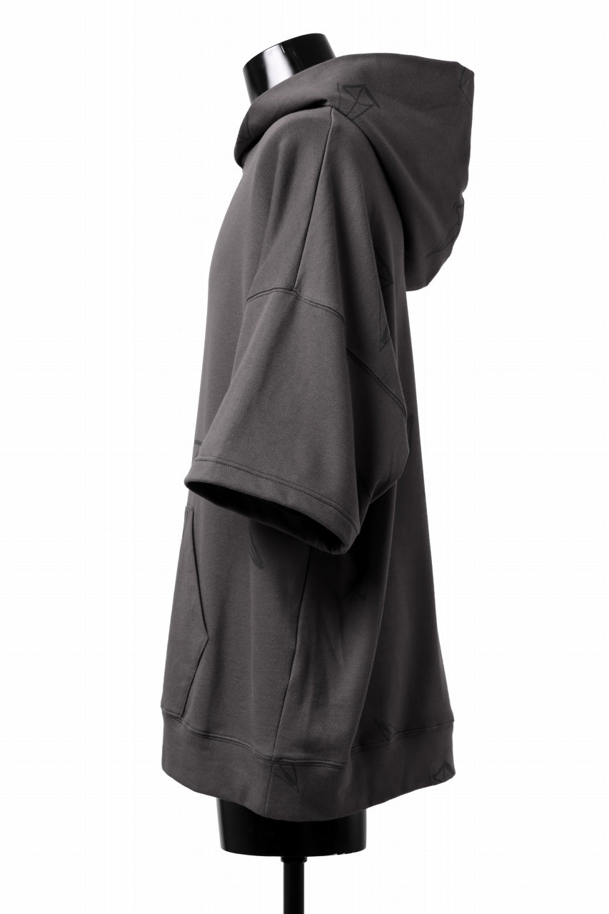 画像をギャラリービューアに読み込む, A.F ARTEFACT PYRA PATTERN PRINT SWEAT HOODIE SHORT SLEEVE (GREY)