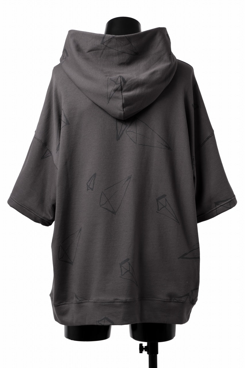 画像をギャラリービューアに読み込む, A.F ARTEFACT PYRA PATTERN PRINT SWEAT HOODIE SHORT SLEEVE (GREY)