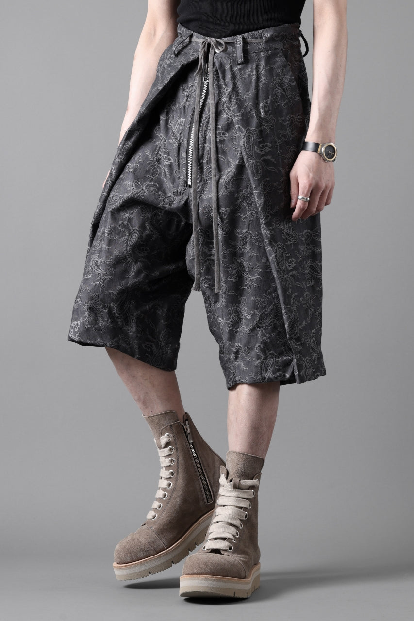 画像をギャラリービューアに読み込む, A.F ARTEFACT ZIP FOLDING TUCK SHORTS / PAISLEY JACQUARD (D.GREY)