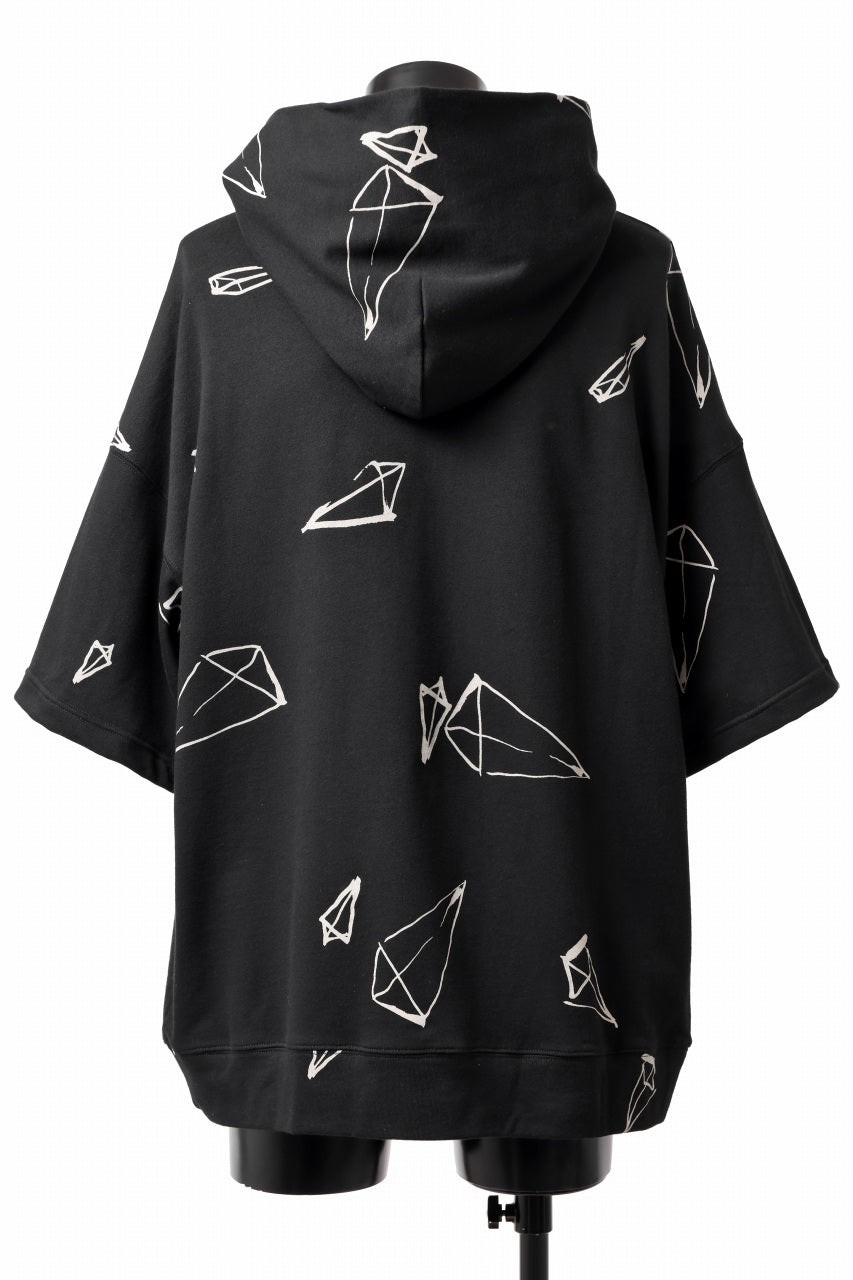 画像をギャラリービューアに読み込む, A.F ARTEFACT PYRA PATTERN PRINT SWEAT HOODIE SHORT SLEEVE (BLACK)
