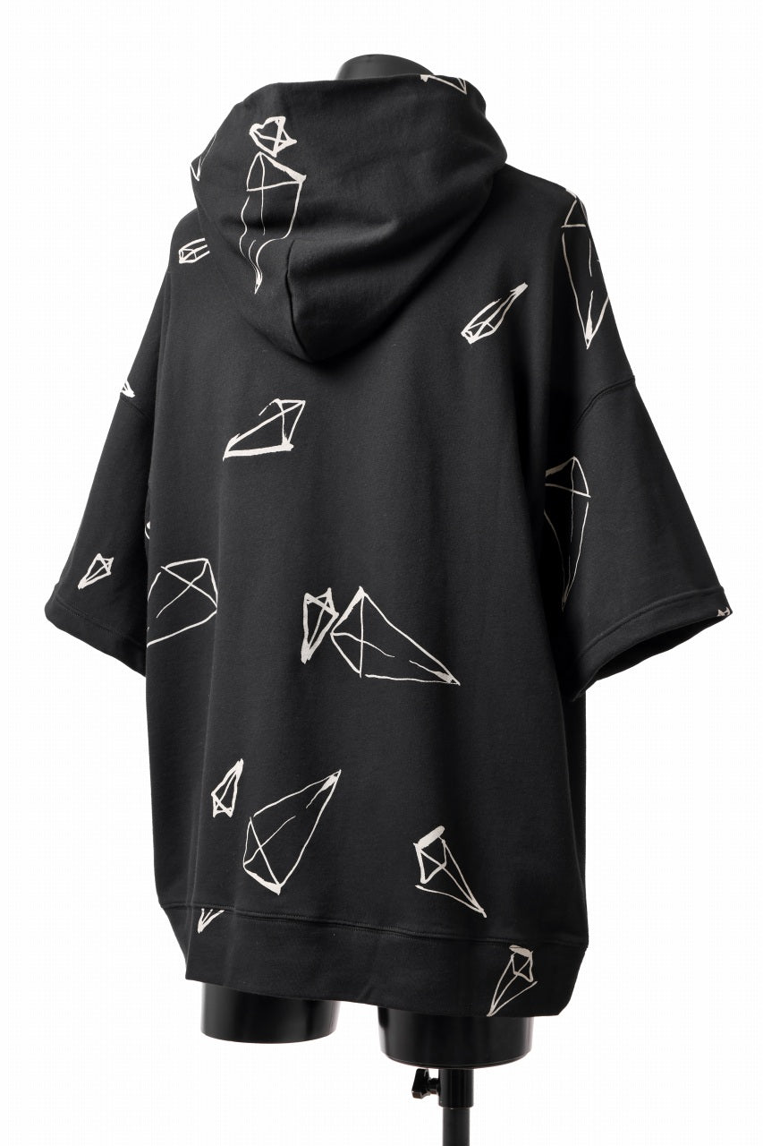 画像をギャラリービューアに読み込む, A.F ARTEFACT PYRA PATTERN PRINT SWEAT HOODIE SHORT SLEEVE (BLACK)