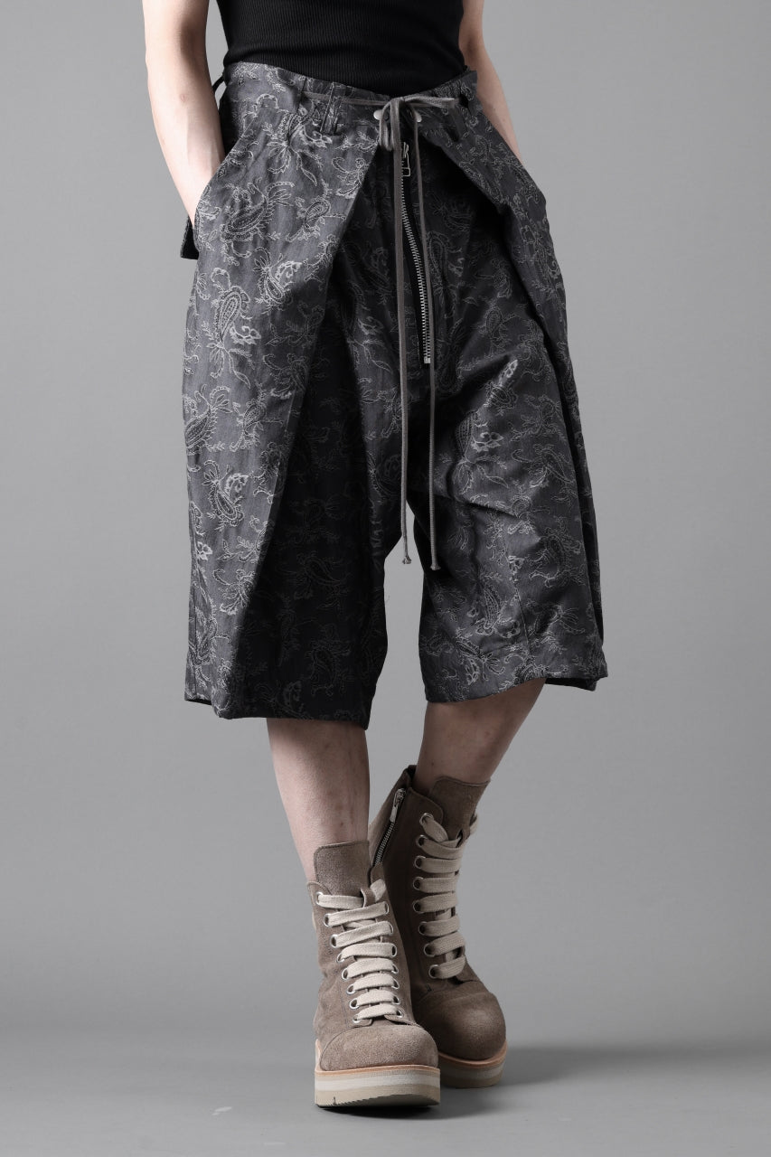 画像をギャラリービューアに読み込む, A.F ARTEFACT ZIP FOLDING TUCK SHORTS / PAISLEY JACQUARD (D.GREY)