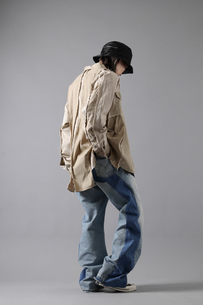 CHANGES CRAZY PANEL SHIRT - MADE BY 50's WORK SHIRT (BEIGE #B)