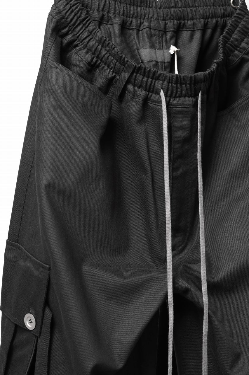 画像をギャラリービューアに読み込む, A.F ARTEFACT EXTREME WIDE CARGO PANTS / STRETCH TWILL (BLACK)