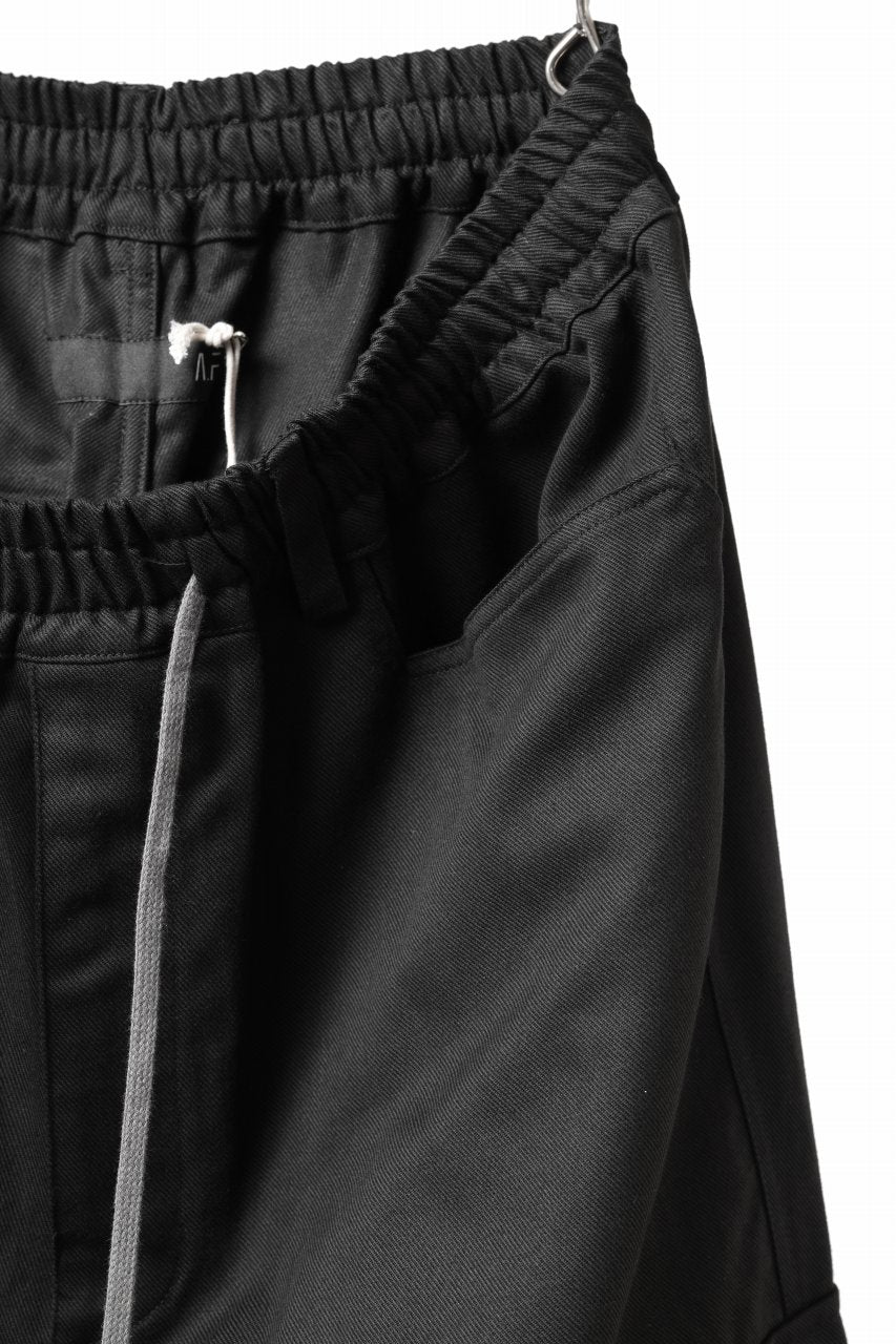 画像をギャラリービューアに読み込む, A.F ARTEFACT EXTREME WIDE CARGO PANTS / STRETCH TWILL (BLACK)