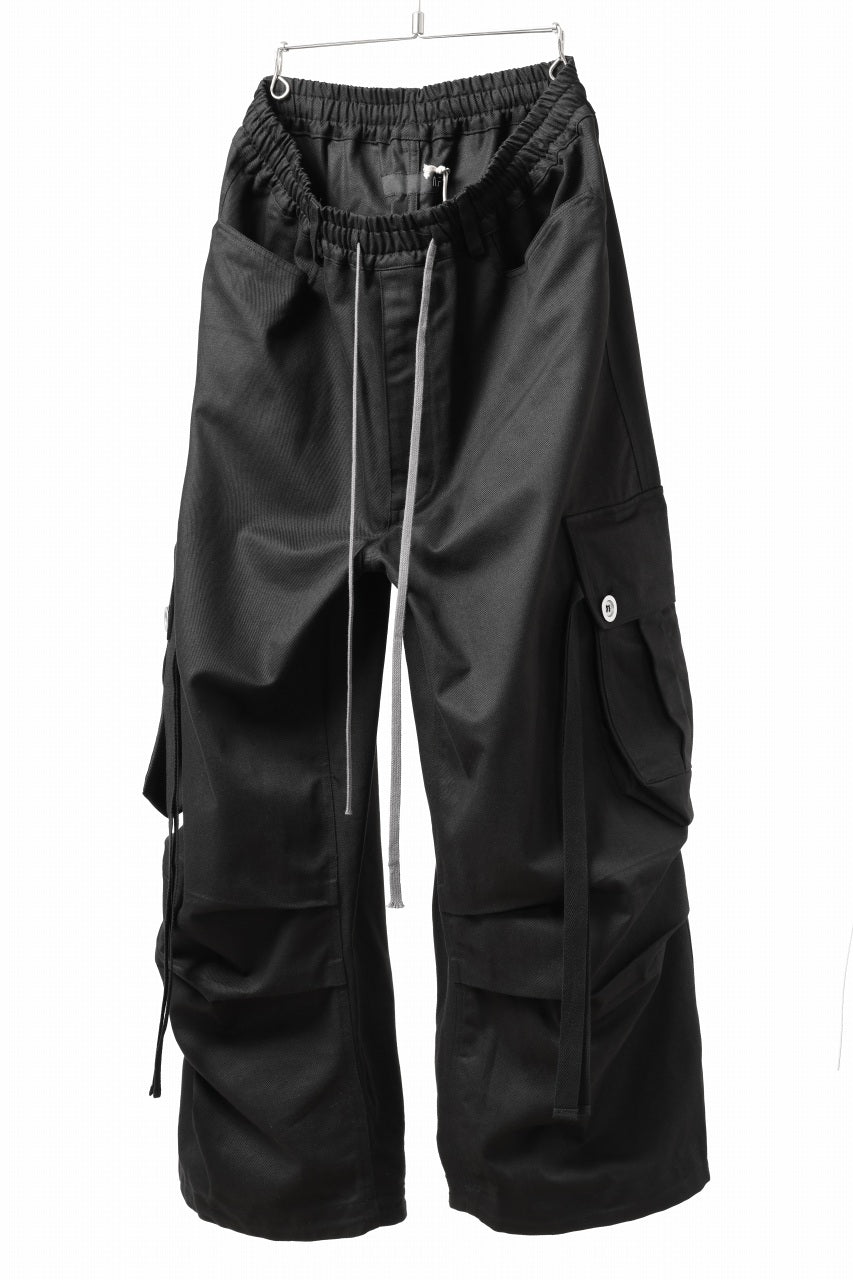 画像をギャラリービューアに読み込む, A.F ARTEFACT EXTREME WIDE CARGO PANTS / STRETCH TWILL (BLACK)