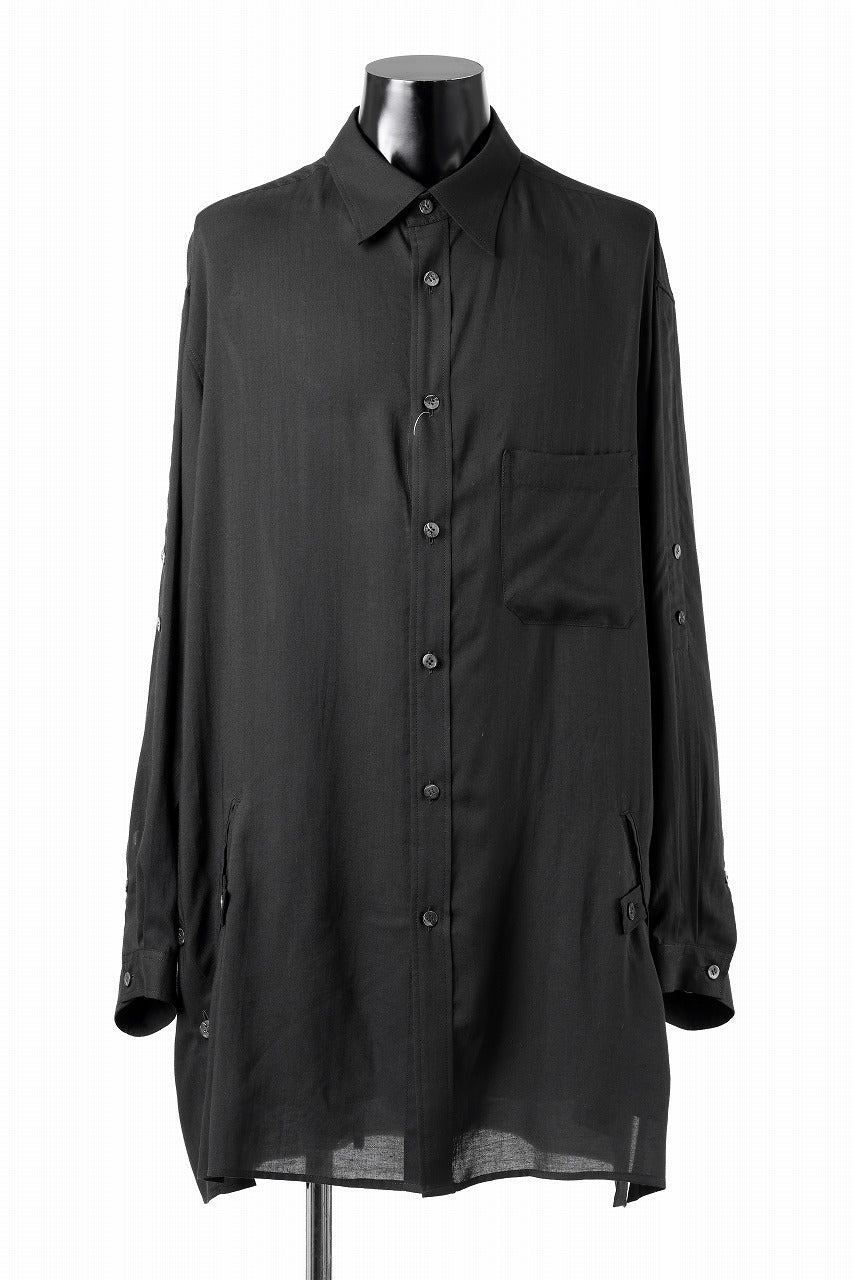画像をギャラリービューアに読み込む, Y's for men BIG SHIRT / CELLULOSE LAWN (BLACK)