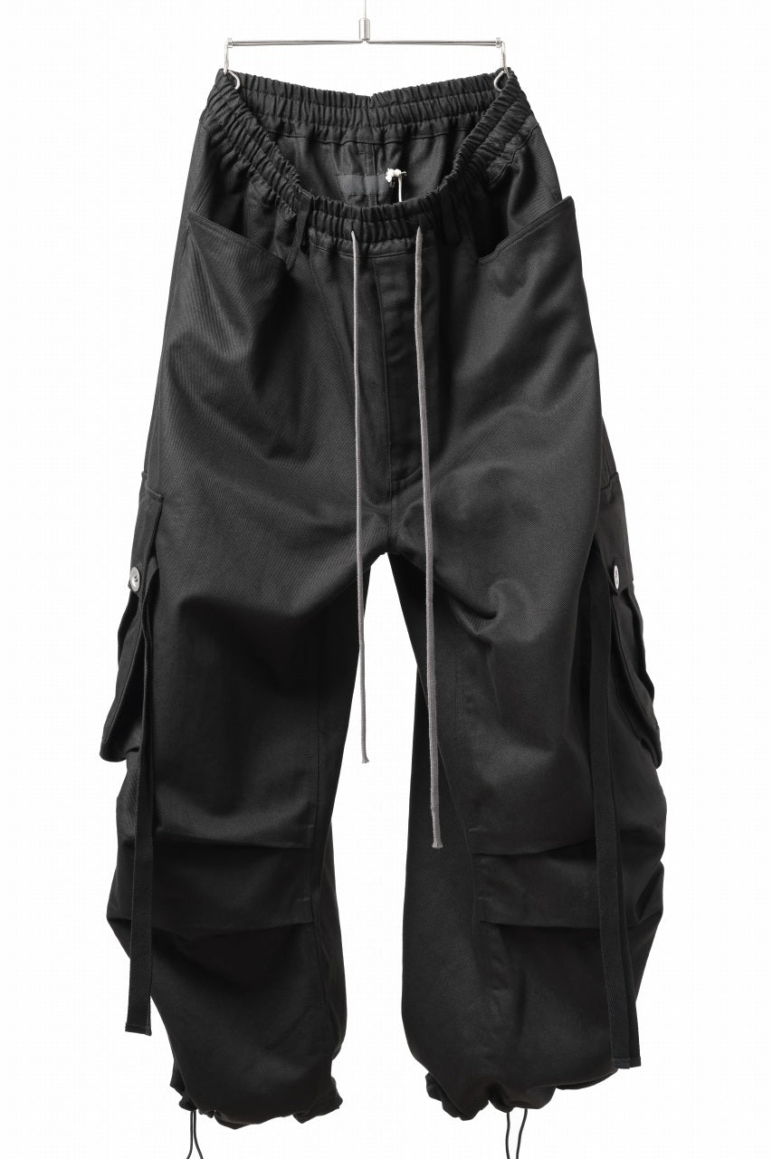 画像をギャラリービューアに読み込む, A.F ARTEFACT EXTREME WIDE CARGO PANTS / STRETCH TWILL (BLACK)