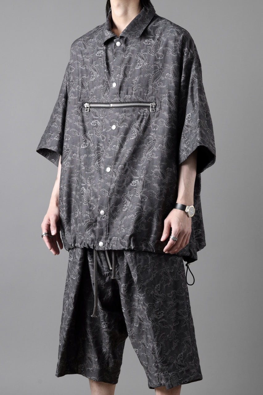 画像をギャラリービューアに読み込む, A.F ARTEFACT FRONT ZIP SQUEEZING SHIRT / PAISLEY JACQUARD (D.GREY)
