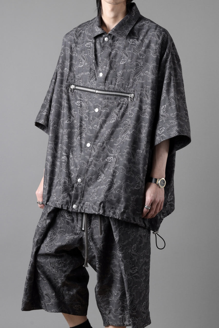 画像をギャラリービューアに読み込む, A.F ARTEFACT FRONT ZIP SQUEEZING SHIRT / PAISLEY JACQUARD (D.GREY)