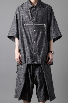 画像をギャラリービューアに読み込む, A.F ARTEFACT FRONT ZIP SQUEEZING SHIRT / PAISLEY JACQUARD (D.GREY)