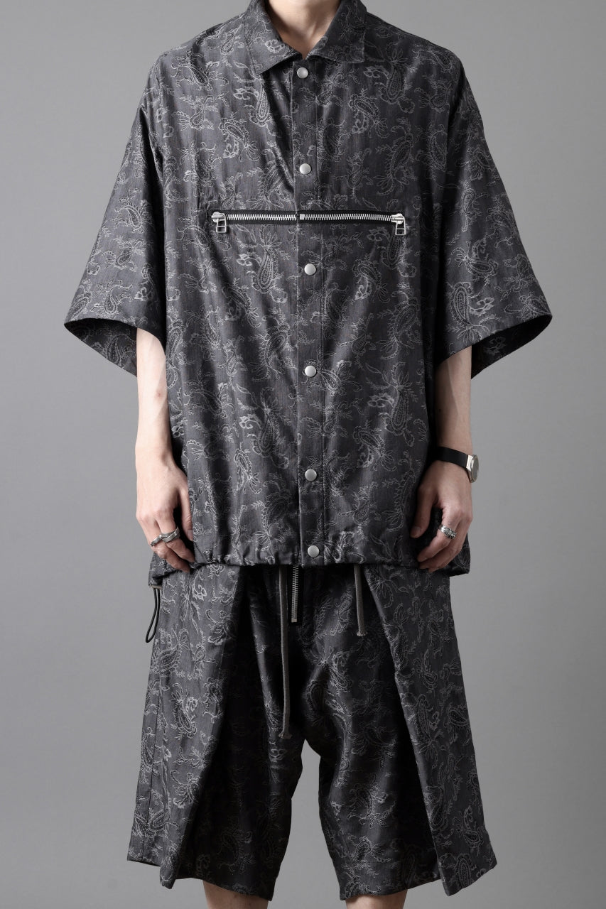 画像をギャラリービューアに読み込む, A.F ARTEFACT FRONT ZIP SQUEEZING SHIRT / PAISLEY JACQUARD (D.GREY)