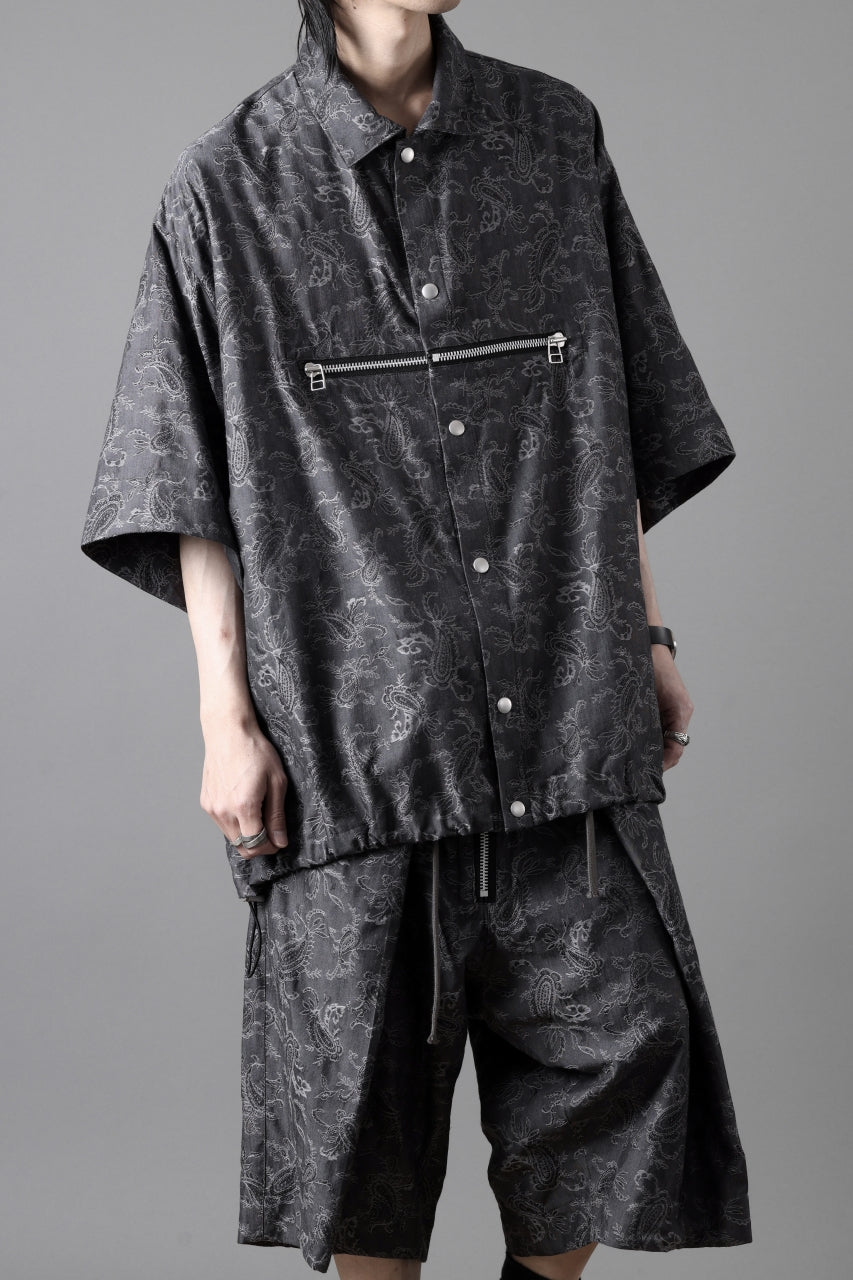 画像をギャラリービューアに読み込む, A.F ARTEFACT FRONT ZIP SQUEEZING SHIRT / PAISLEY JACQUARD (D.GREY)