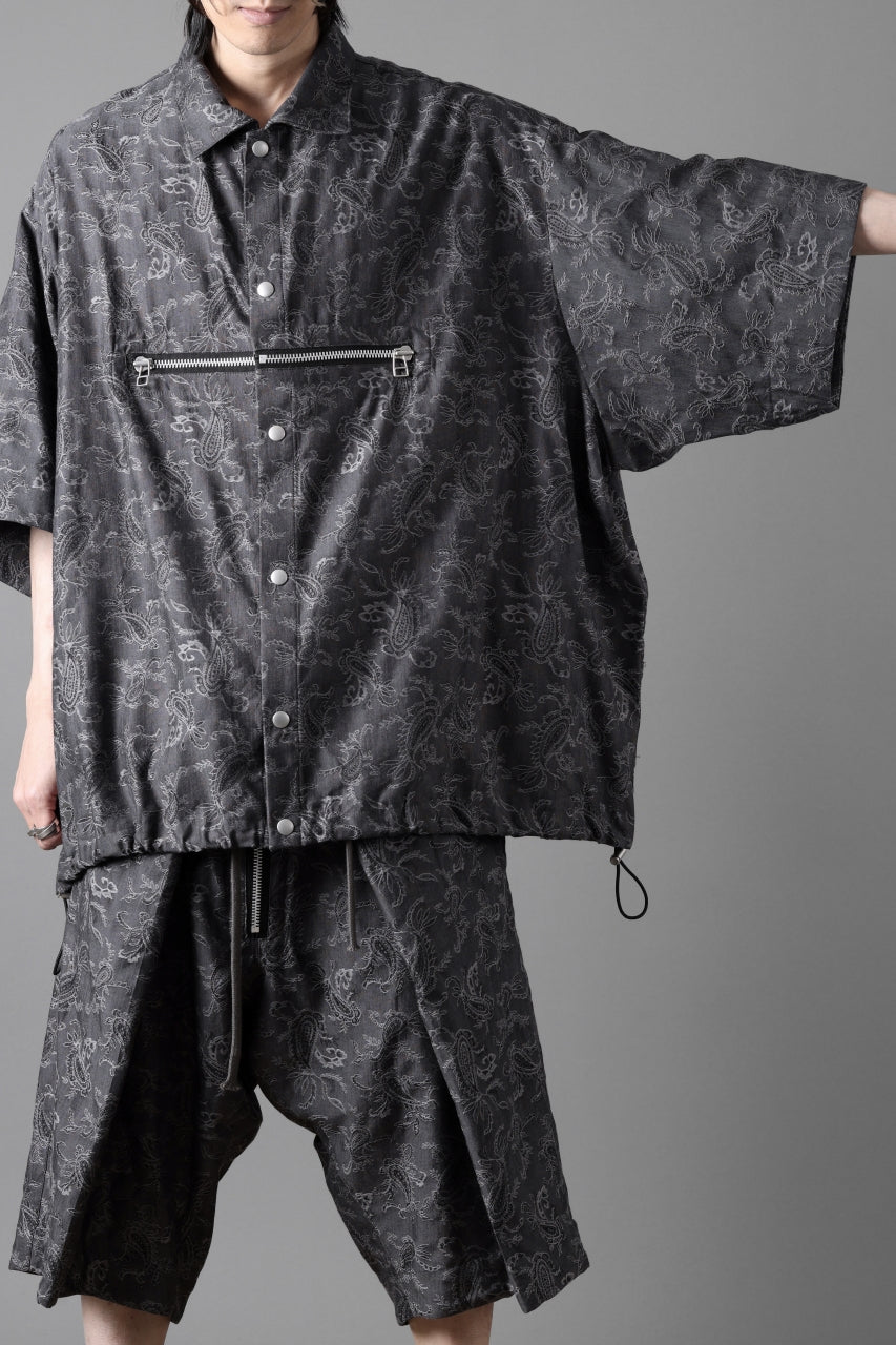 画像をギャラリービューアに読み込む, A.F ARTEFACT FRONT ZIP SQUEEZING SHIRT / PAISLEY JACQUARD (D.GREY)