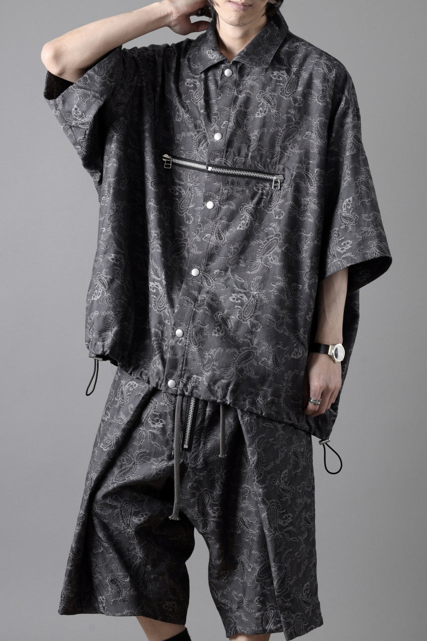 画像をギャラリービューアに読み込む, A.F ARTEFACT FRONT ZIP SQUEEZING SHIRT / PAISLEY JACQUARD (D.GREY)