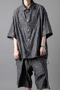 画像をギャラリービューアに読み込む, A.F ARTEFACT FRONT ZIP SQUEEZING SHIRT / PAISLEY JACQUARD (D.GREY)