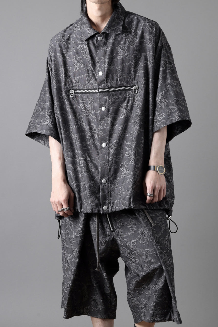 画像をギャラリービューアに読み込む, A.F ARTEFACT FRONT ZIP SQUEEZING SHIRT / PAISLEY JACQUARD (D.GREY)