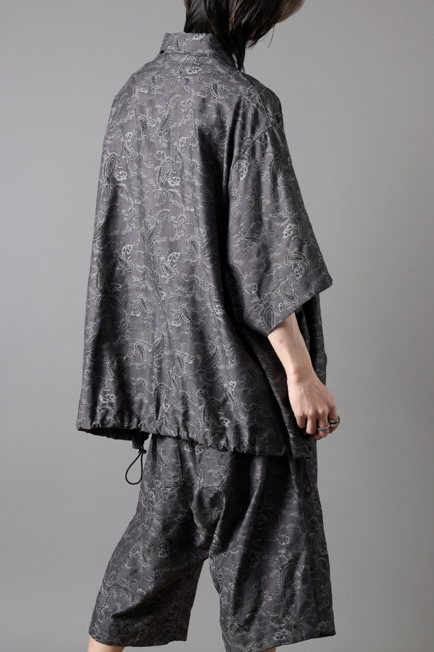 画像をギャラリービューアに読み込む, A.F ARTEFACT FRONT ZIP SQUEEZING SHIRT / PAISLEY JACQUARD (D.GREY)