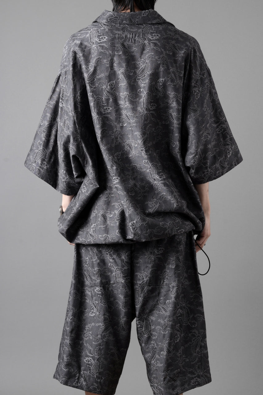 画像をギャラリービューアに読み込む, A.F ARTEFACT FRONT ZIP SQUEEZING SHIRT / PAISLEY JACQUARD (D.GREY)