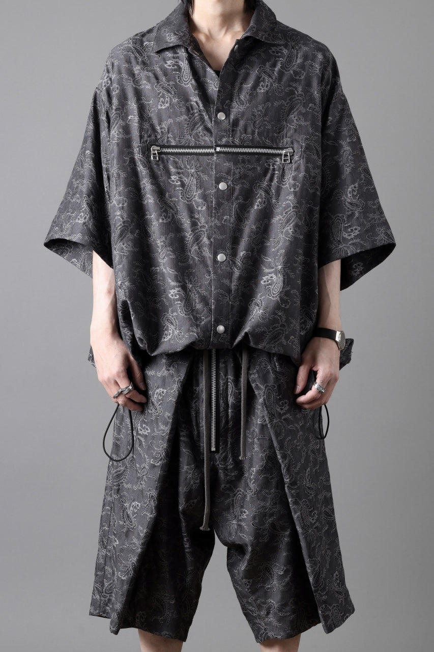画像をギャラリービューアに読み込む, A.F ARTEFACT FRONT ZIP SQUEEZING SHIRT / PAISLEY JACQUARD (D.GREY)