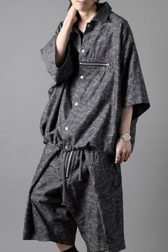 画像をギャラリービューアに読み込む, A.F ARTEFACT FRONT ZIP SQUEEZING SHIRT / PAISLEY JACQUARD (D.GREY)