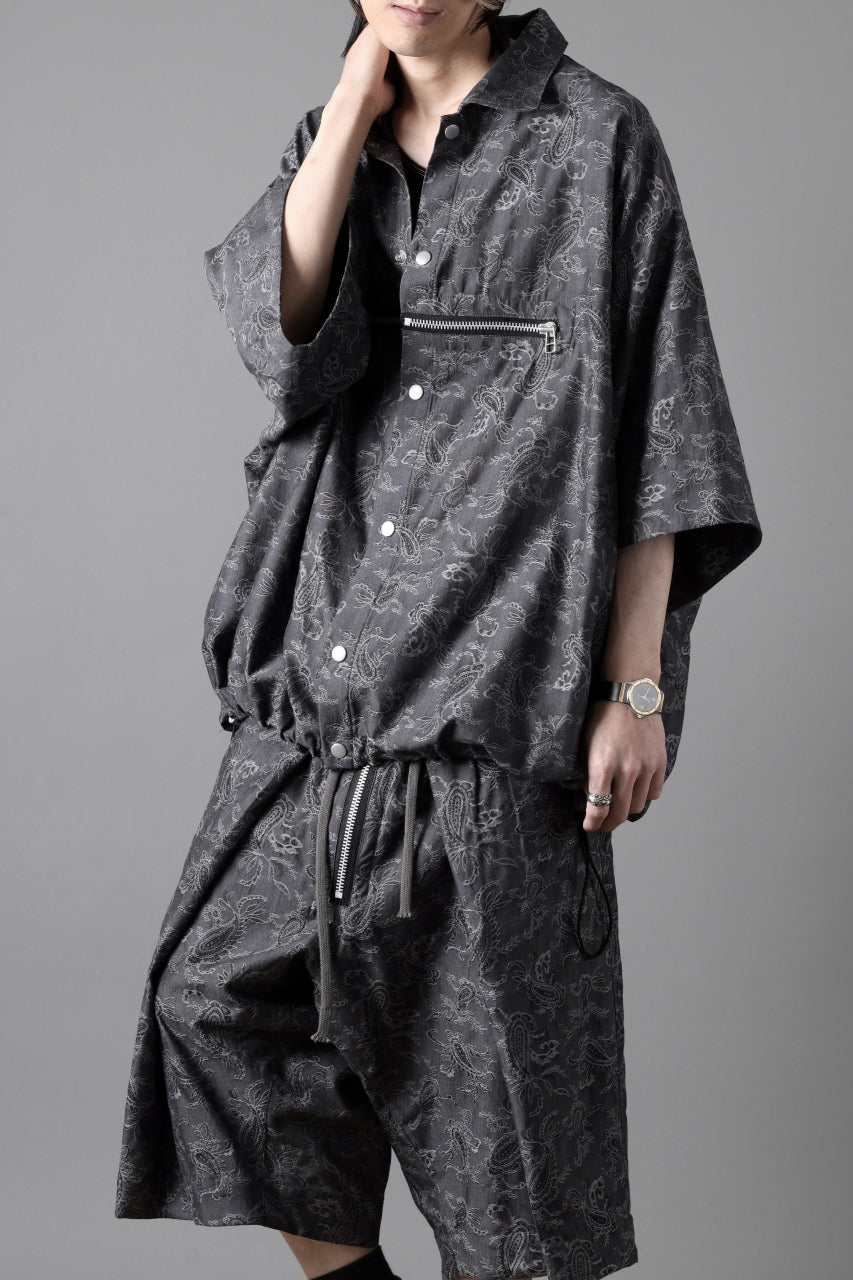 画像をギャラリービューアに読み込む, A.F ARTEFACT FRONT ZIP SQUEEZING SHIRT / PAISLEY JACQUARD (D.GREY)