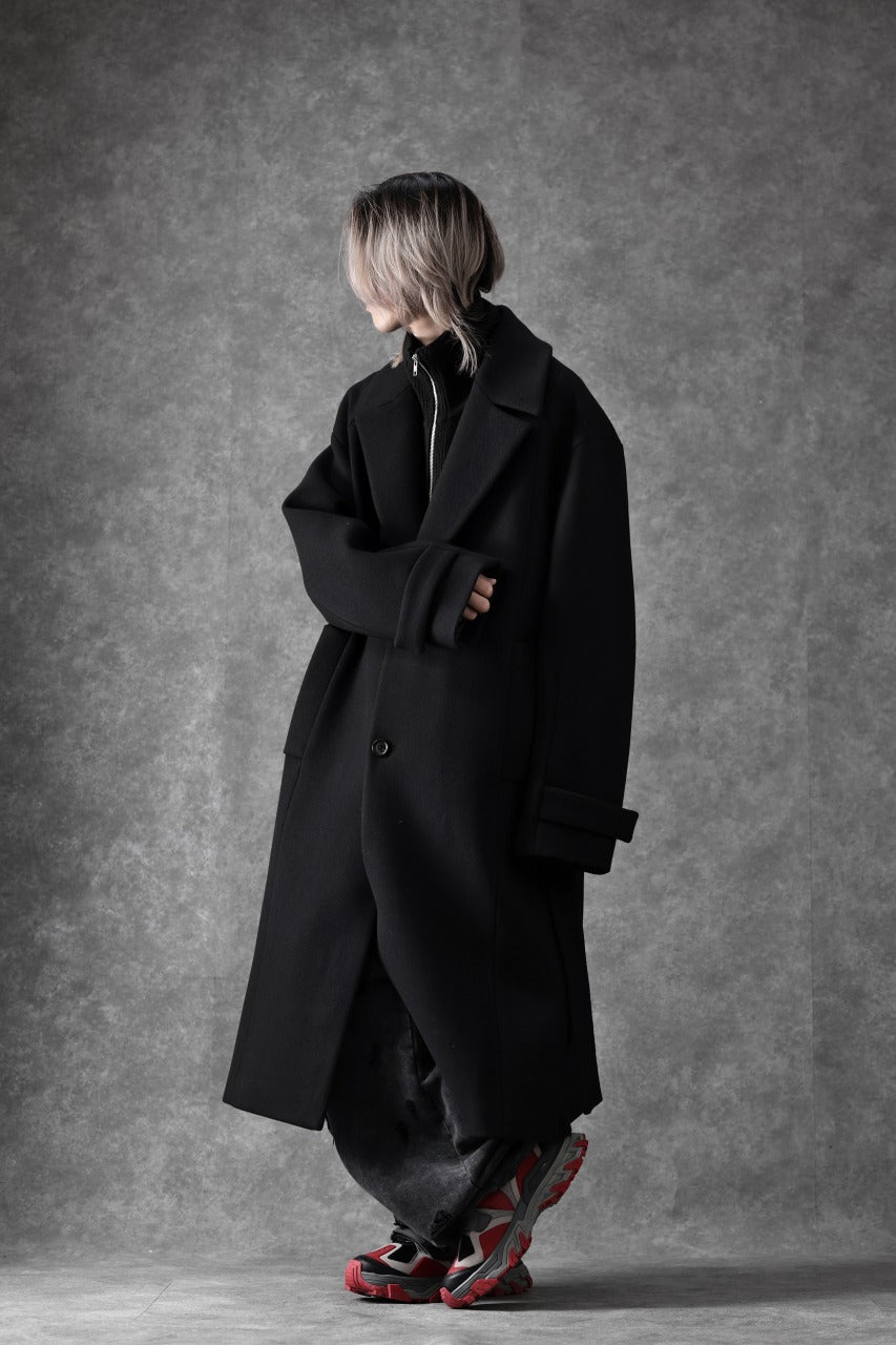 画像をギャラリービューアに読み込む, Juun.J Over Fit Knit Paneled Long Single Coat (BLACK)