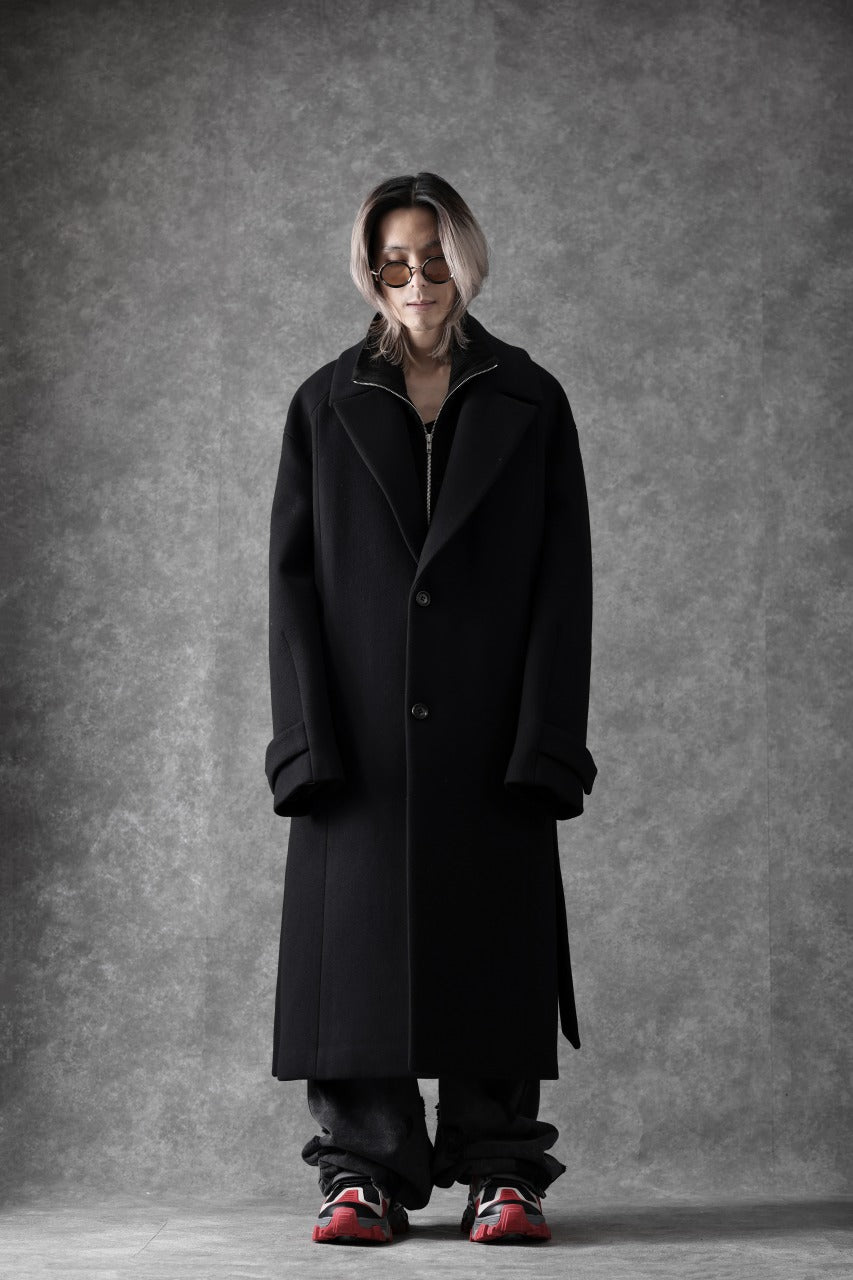 画像をギャラリービューアに読み込む, Juun.J Over Fit Knit Paneled Long Single Coat (BLACK)