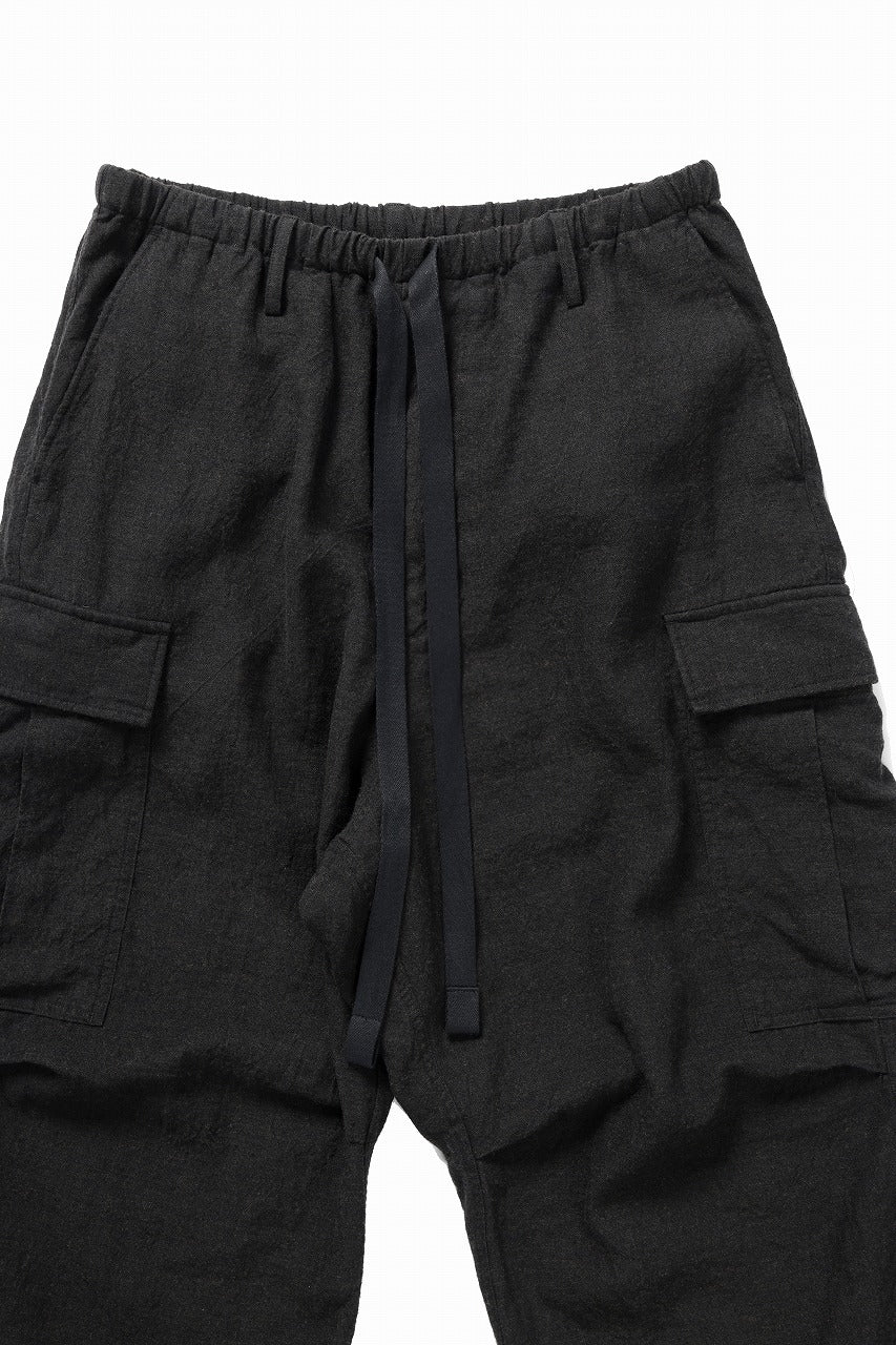 Load image into Gallery viewer, sus-sous exclusive military cargo pants / natural linen & wool (LIGHT BLACK)
