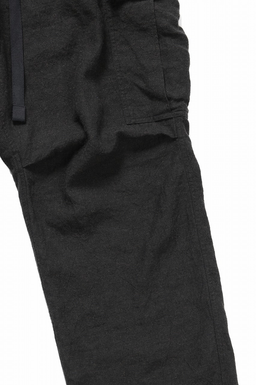 Load image into Gallery viewer, sus-sous exclusive military cargo pants / natural linen & wool (LIGHT BLACK)