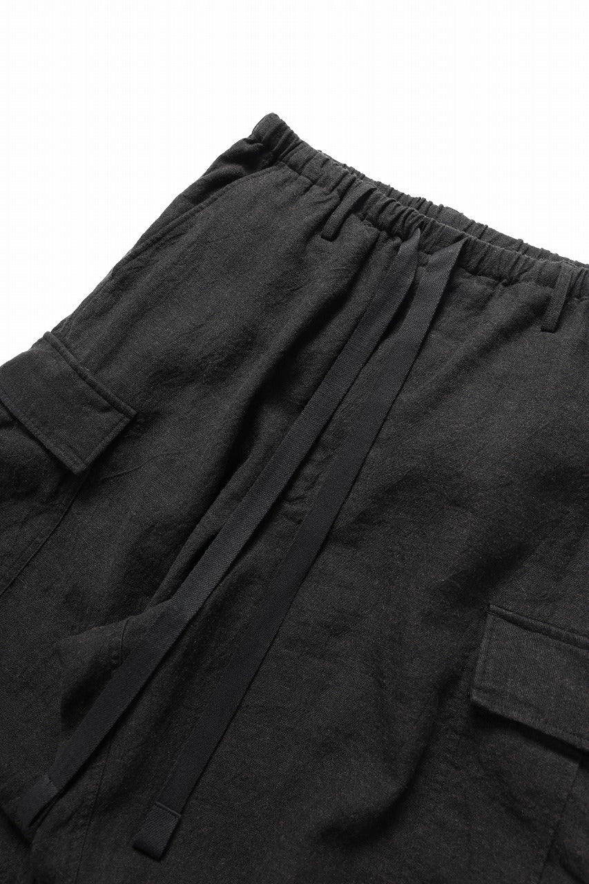 Load image into Gallery viewer, sus-sous exclusive military cargo pants / natural linen & wool (LIGHT BLACK)