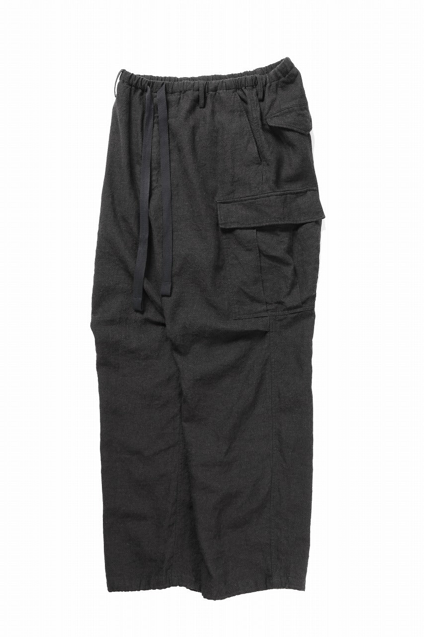 Load image into Gallery viewer, sus-sous exclusive military cargo pants / natural linen & wool (LIGHT BLACK)