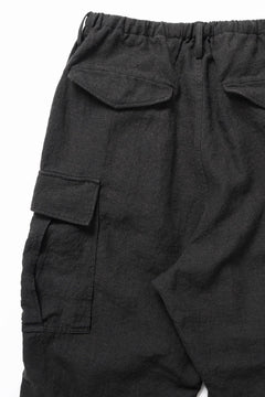 Load image into Gallery viewer, sus-sous exclusive military cargo pants / natural linen & wool (LIGHT BLACK)