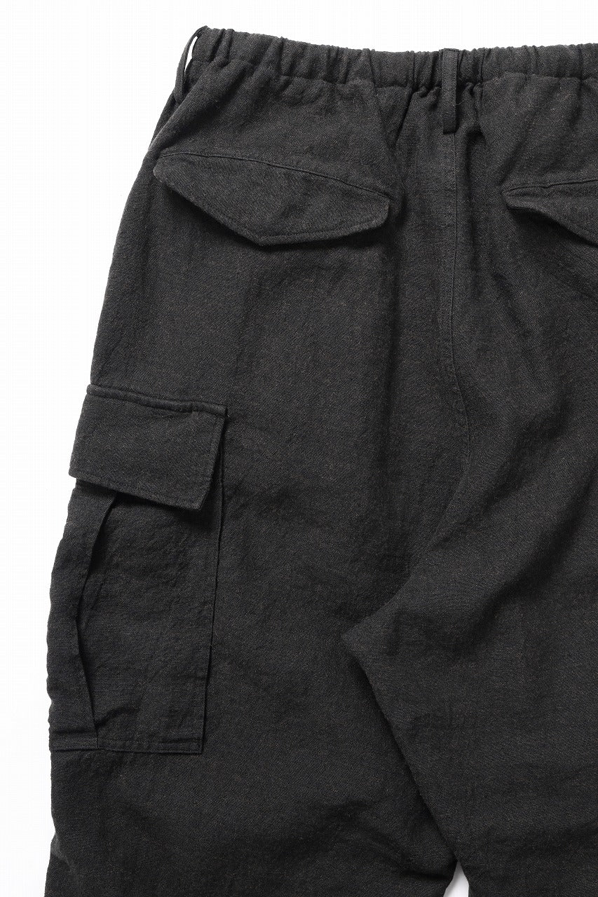 Load image into Gallery viewer, sus-sous exclusive military cargo pants / natural linen & wool (LIGHT BLACK)