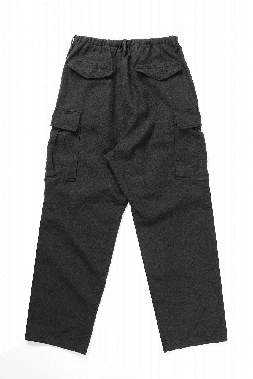 Load image into Gallery viewer, sus-sous exclusive military cargo pants / natural linen & wool (LIGHT BLACK)