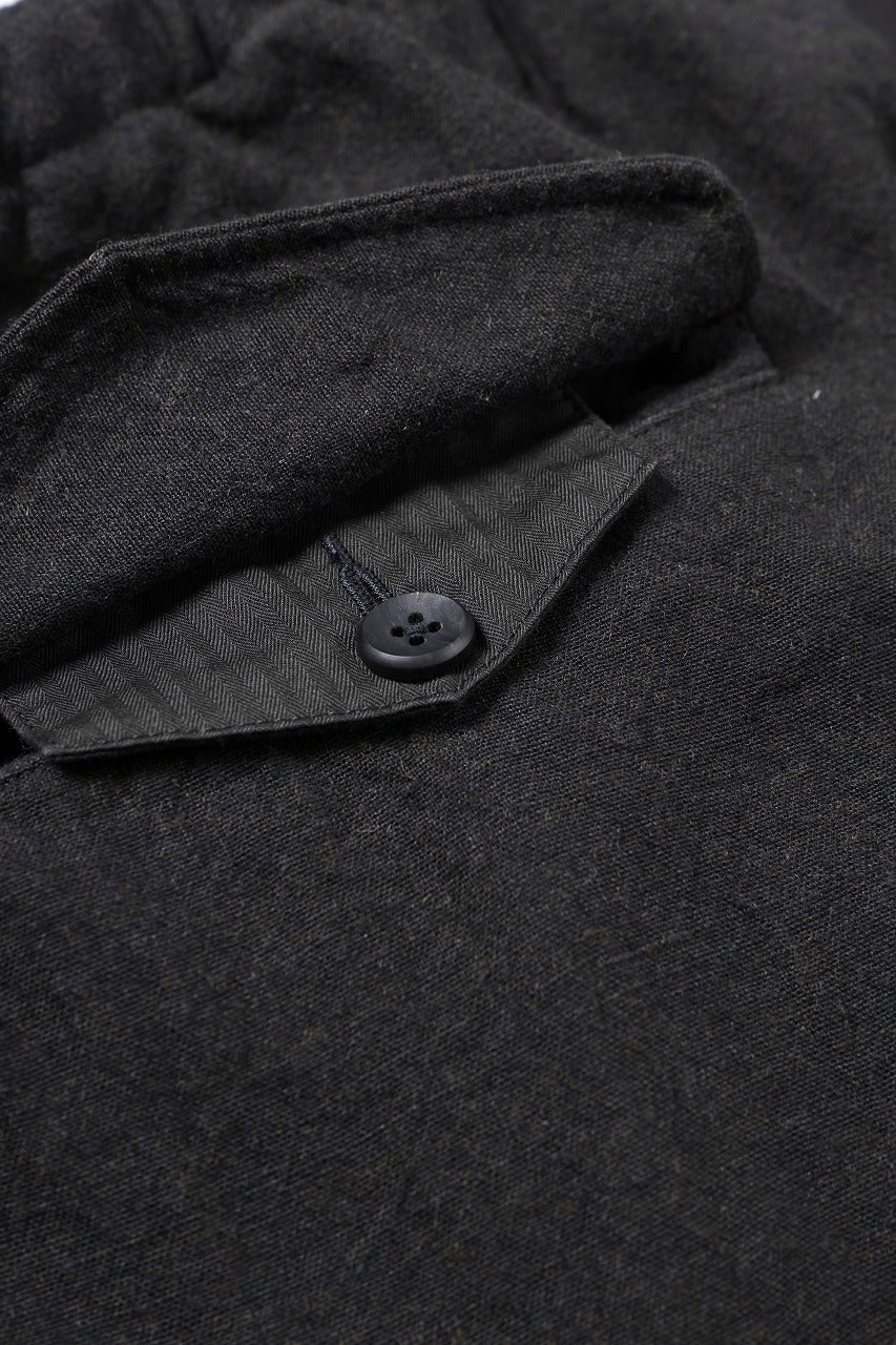 Load image into Gallery viewer, sus-sous exclusive military cargo pants / natural linen & wool (LIGHT BLACK)