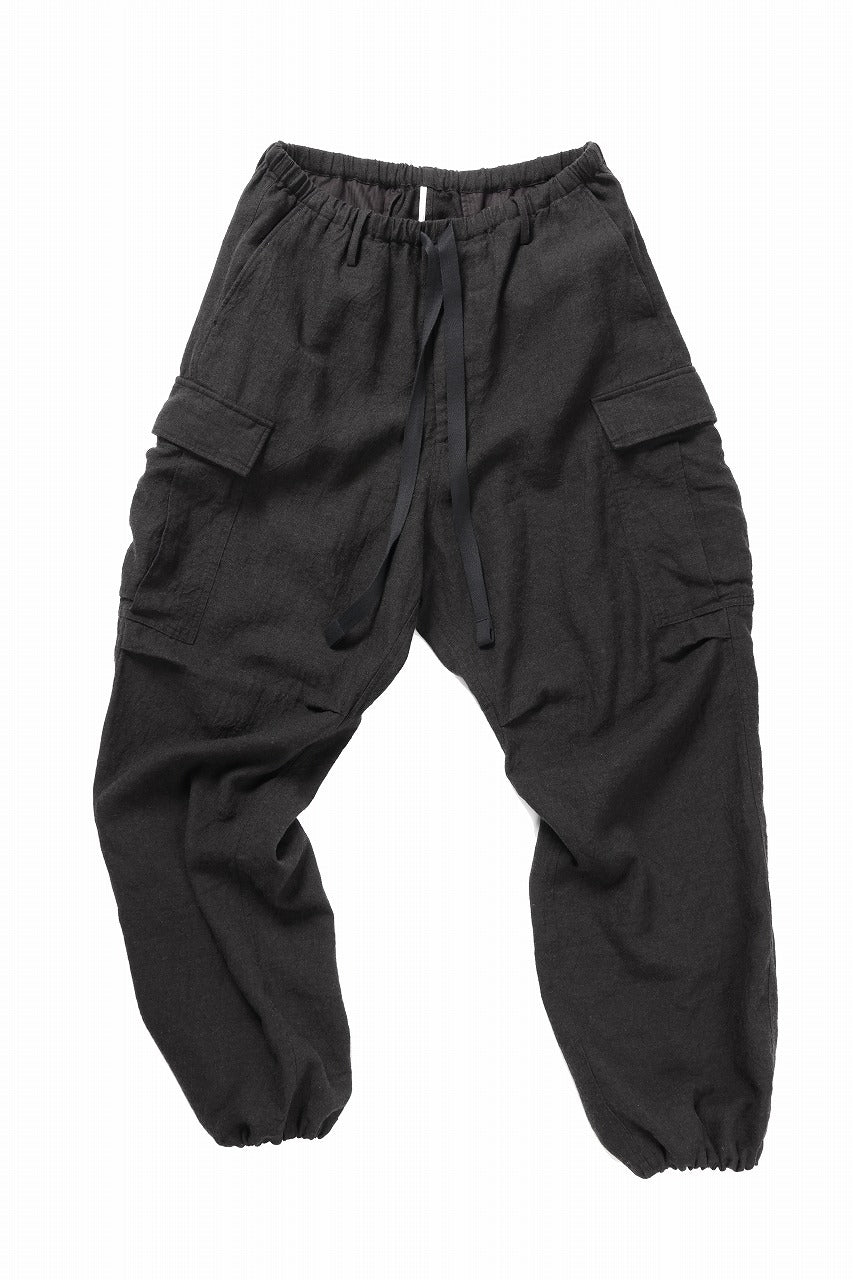 Load image into Gallery viewer, sus-sous exclusive military cargo pants / natural linen & wool (LIGHT BLACK)