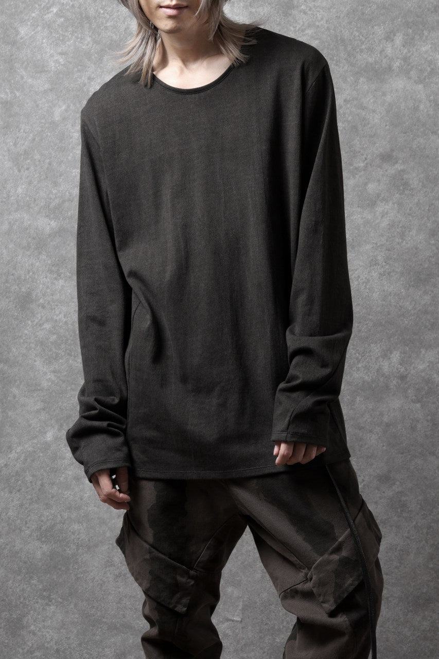 Load image into Gallery viewer, black crow x LOOM exclusive long sleeve tops / sumi dyed arthur cotton jersey (carbon)