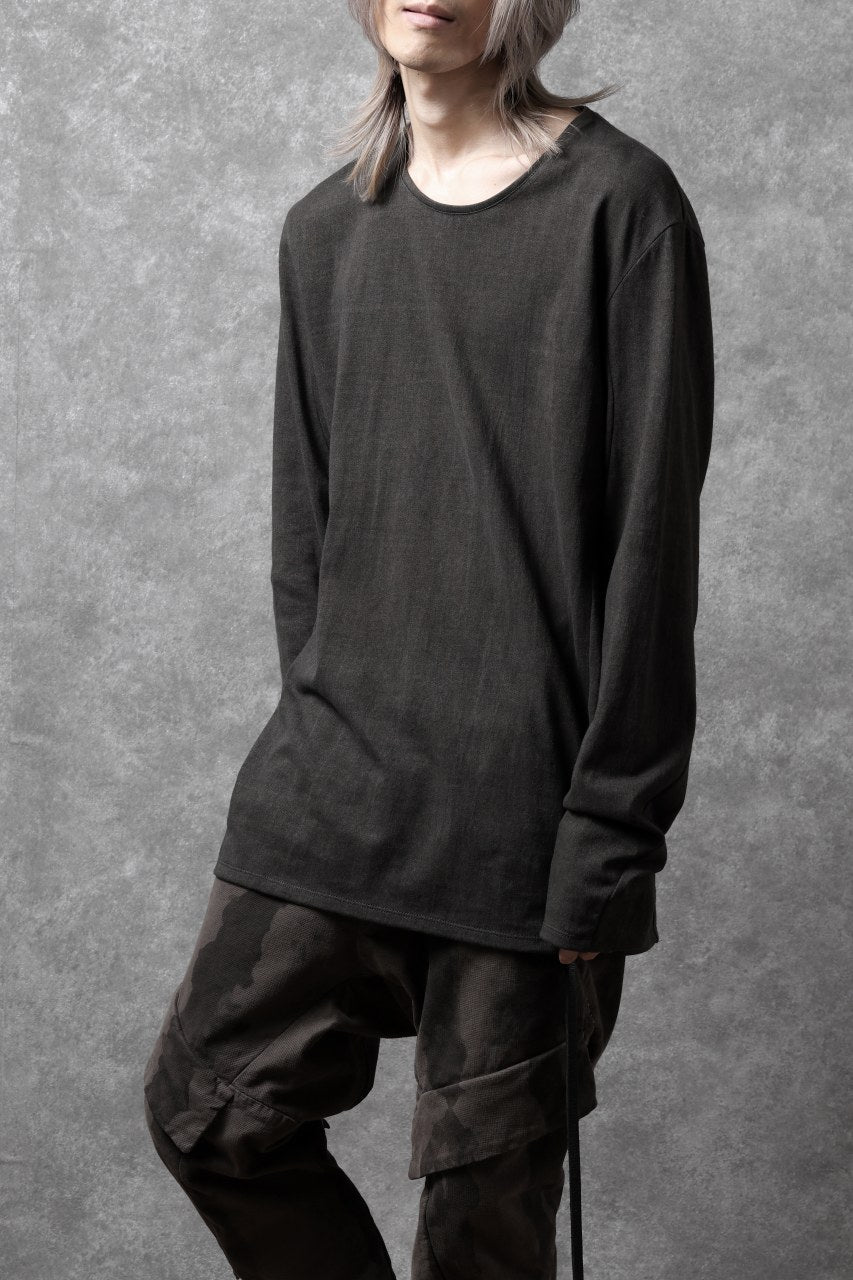 Load image into Gallery viewer, black crow x LOOM exclusive long sleeve tops / sumi dyed arthur cotton jersey (carbon)