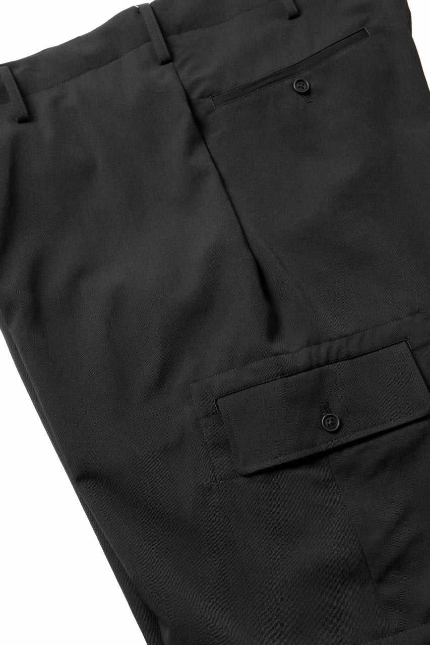 画像をギャラリービューアに読み込む, Y's for men SIDE TUCK CARGO POCKET PANTS / WRINKLED GABARDINE (BLACK)